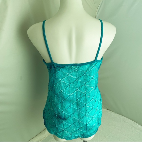 BKE turquoise and aqua semi sheer textured tank top L - Picture 5 of 11